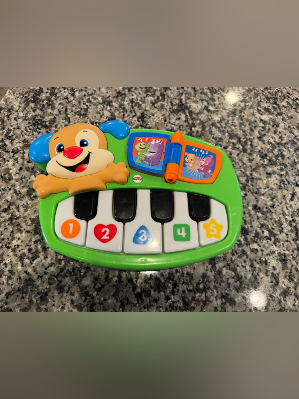 Fisher-Price Green Puppy Keyboard Toy with Colorful Numbered Keys